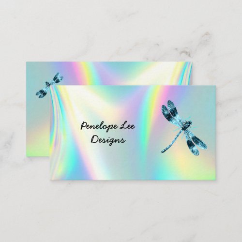 Blue Dragonfly Minimalist Classy Opalescent  Business Card