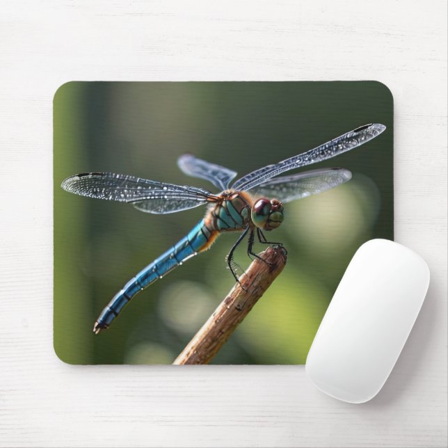 Blue Dragonfly Mouse Pad (With Mouse)
