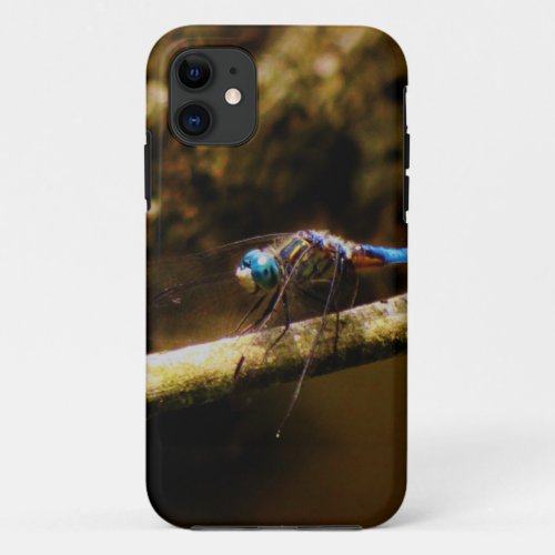 Blue Dragonfly on a brown limb iPhone 11 Case