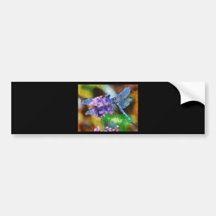 Blue Dragonfly on Wild Garlic Dot Art Bumper Sticker