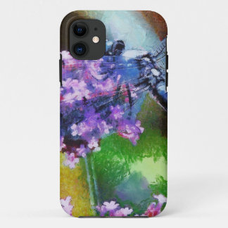 Blue Dragonfly on Wild Garlic Dot Art iPhone 11 Case