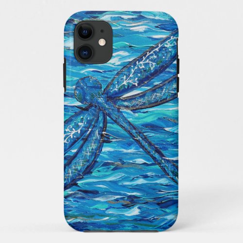 Blue Dragonfly Painting iPhone 11 Case