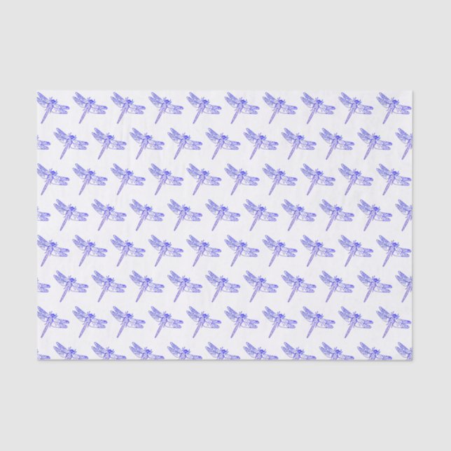 Blue Dragonfly Pastel Kids Cute Pattern Baby Boy Tissue Paper (Front)