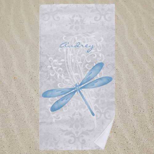 Blue Dragonfly Personalized Beach Towel