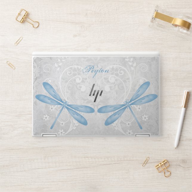 Blue Dragonfly Personalized HP Laptop Skin (Desk)