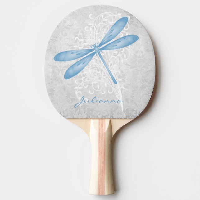 Blue Dragonfly Personalized Ping Pong Paddle (Front)