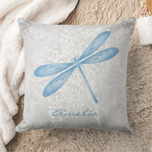 Blue Dragonfly Personalized Throw Pillow