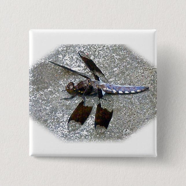 Blue Dragonfly Pinback Button (Front)