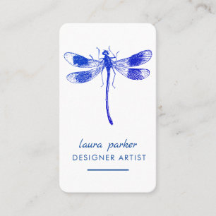 Blue Dragonfly Retro Vintage Good luck Tattoo Business Card