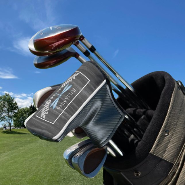 Blue Dragonfly Rustic Golf Head Cover (Blue Dragonfly Rustic Personalized Golf Head Cover)