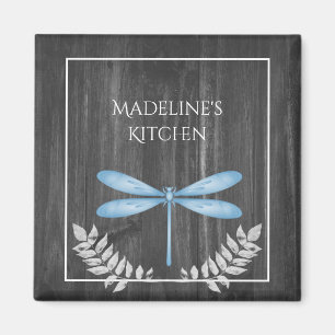 Blue Dragonfly Rustic Magnet