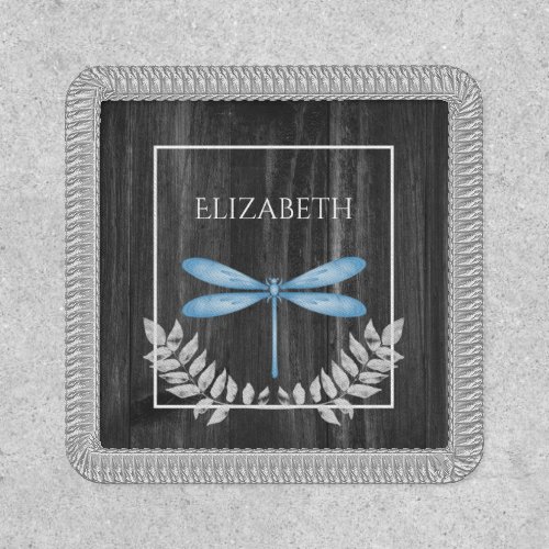 Blue Dragonfly Rustic Personalized Patch