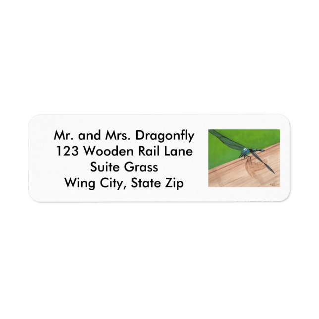 Blue Dragonfly Sitting on Rail Address Labels (Front)