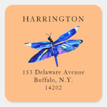 Blue Dragonfly Terra Cotta Return Address