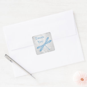 Blue Dragonfly Thank You Stickers