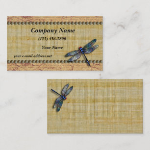 Blue Dragonfly Vintage Papyrus Business Card
