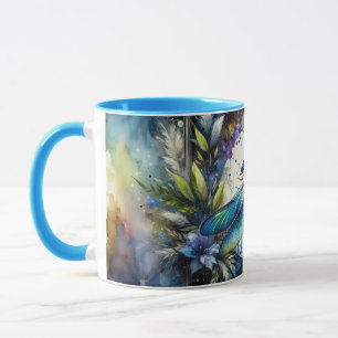 Blue Dragonfly Watercolor Botanical Mug