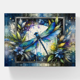 Blue Dragonfly Watercolor Botanical Paperweight