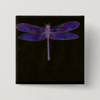 Blue Dragonfly wearable art Button