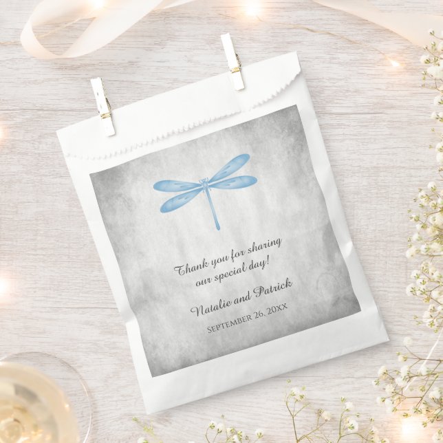 Blue Dragonfly Wedding Favor Bags (Clipped)