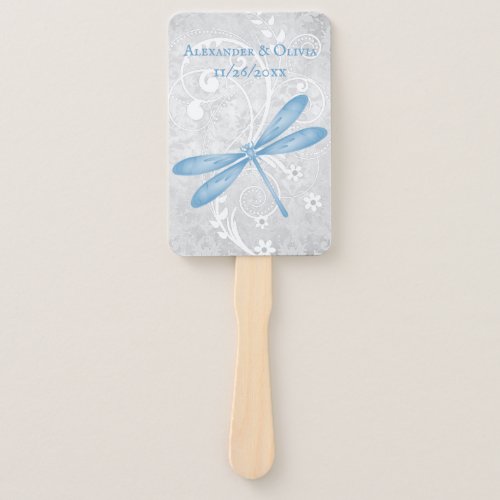 Blue Dragonfly Wedding Favor Hand Fan