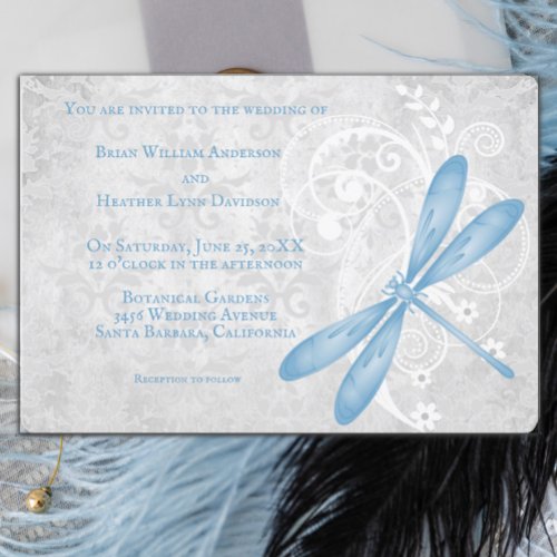 Blue Dragonfly Wedding Invitation