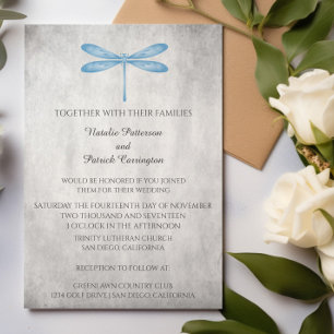 Blue Dragonfly Wedding Invitation