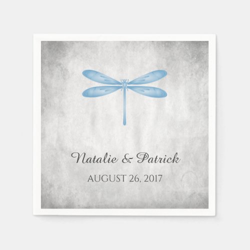 Blue Dragonfly Wedding Paper Napkins