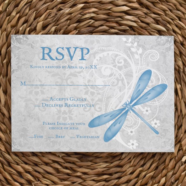 Blue Dragonfly Wedding RSVP Card (Blue Dragonfly Wedding RSVP Card)
