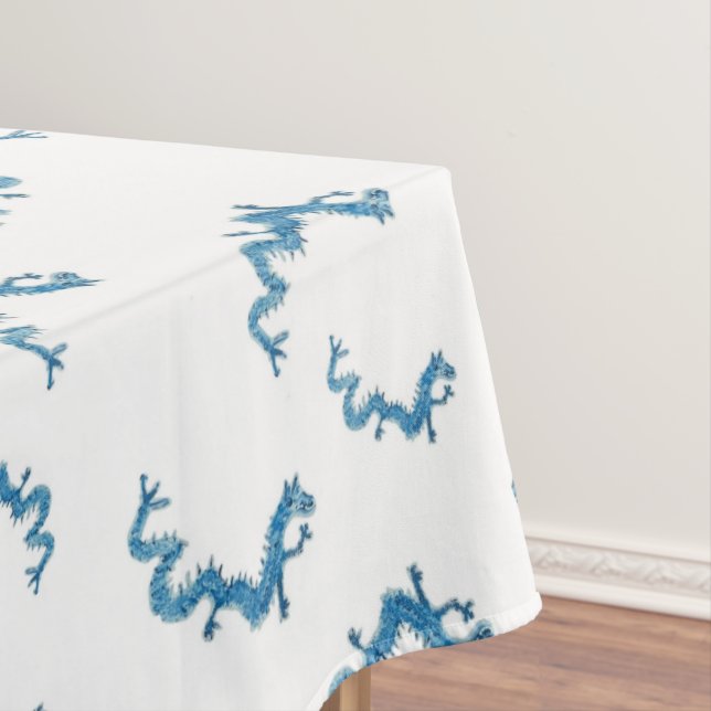  Blue Dragons Chinoiserie Ginger Jar Jars  Tablecl Tablecloth (In Situ)