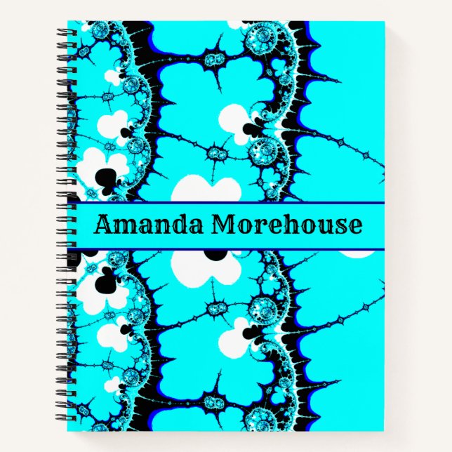 Blue Dramatic Fractal Fringe Notebook (Front)
