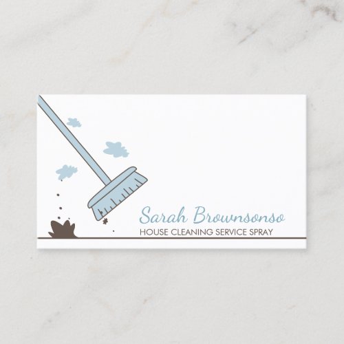Blue Drawing Cleaner House Cleaning Service Business Card