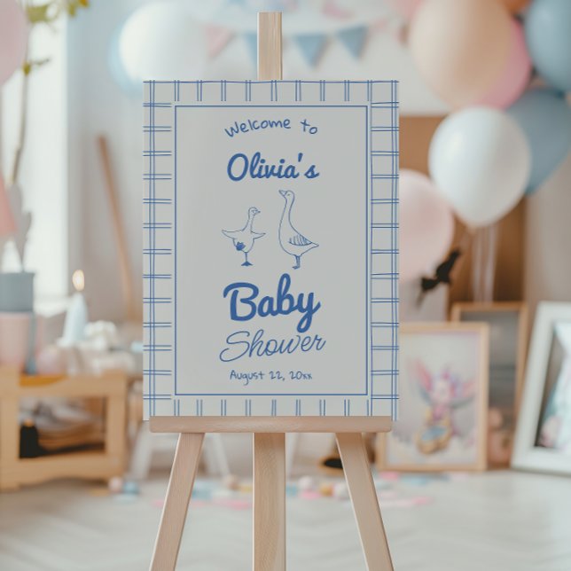 Blue Drawn Silly Goose Baby Boy Shower Welcome Foam Board (Creator Uploaded)