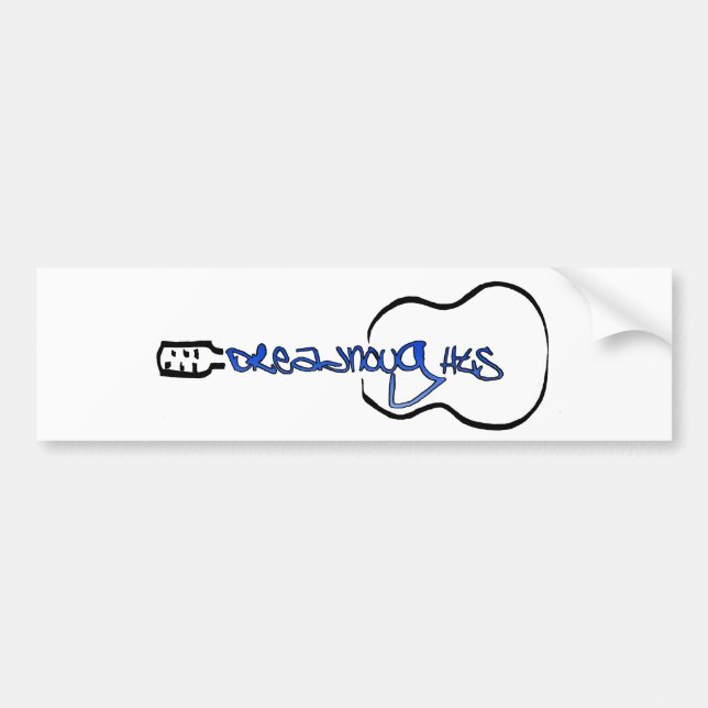 Blue Dreadnaughts Abstract Acoustic Guitar Logo Bumper Sticker (Front)
