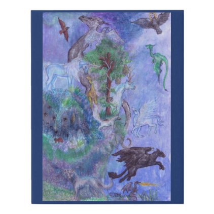 Blue Dream Animals Magical Horse Unicorn Dragon Faux Canvas Print