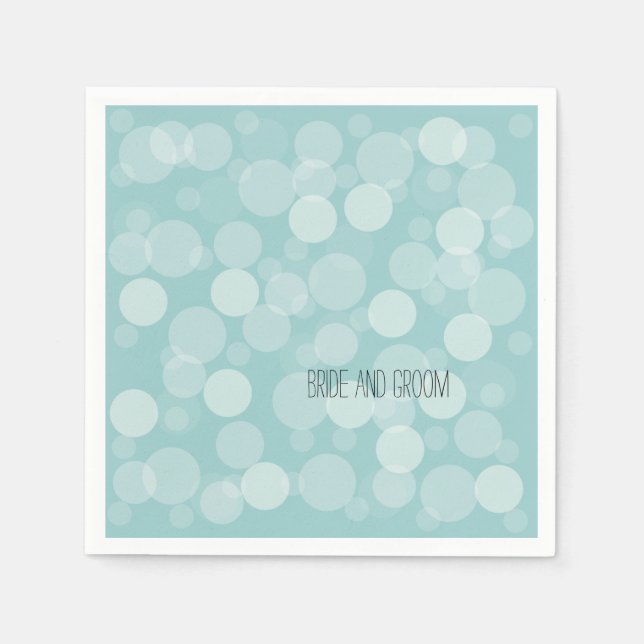 Blue Dream Bokeh Dots Wedding Paper Napkins (Front)