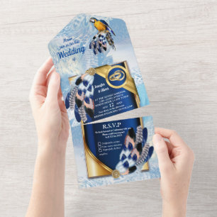 Blue Dream Catcher All in One Wedding Invite