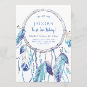Blue Dream Catcher Birthday Invitation