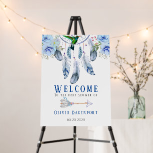 Blue Dream Catcher Feather Boy Baby Shower Foam Board