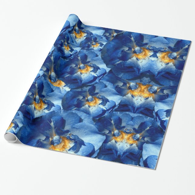 Blue dream, Roses Floral Holiday Wrapping Paper (Unrolled)