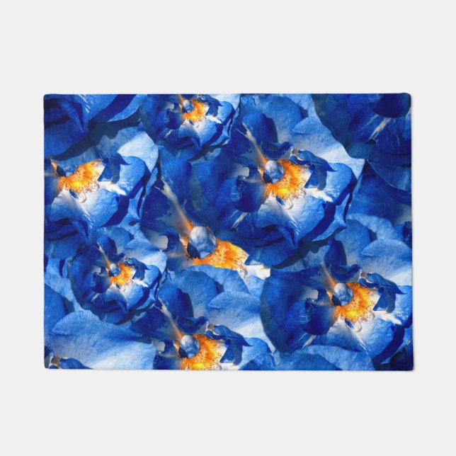 Blue dream, Roses Floral Pattern  Door Mat (Front)