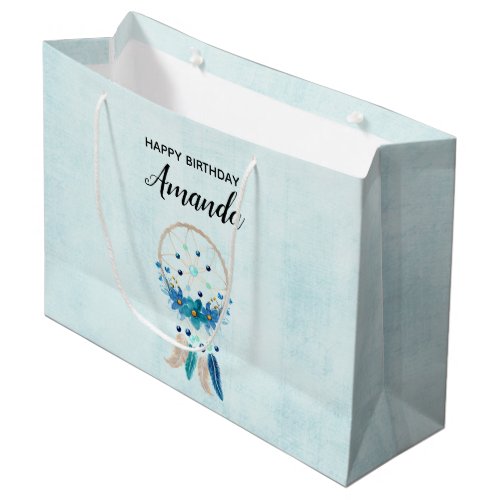 Blue Dreamcatcher Stylish Boho Design Birthday Large Gift Bag