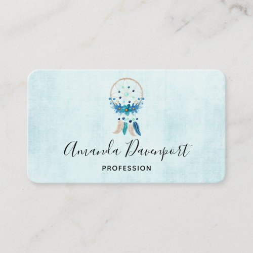 Blue Dreamcatcher Stylish Boho Design Business Card