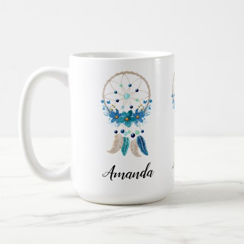 Blue Dreamcatcher Stylish Boho Design Coffee Mug