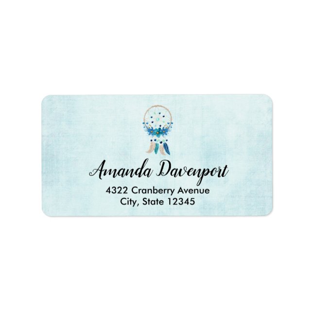 Blue Dreamcatcher Stylish Boho Design Label (Front)