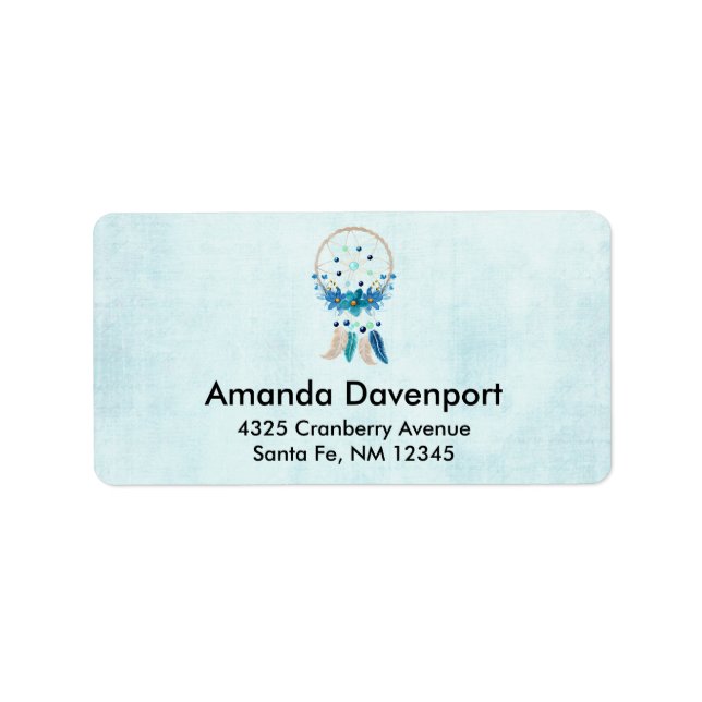 Blue Dreamcatcher Stylish Boho Design Label (Front)