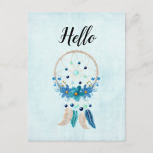 Blue Dreamcatcher Stylish Boho Design Postcard