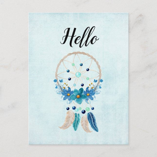 Blue Dreamcatcher Stylish Boho Design Postcard (Front)