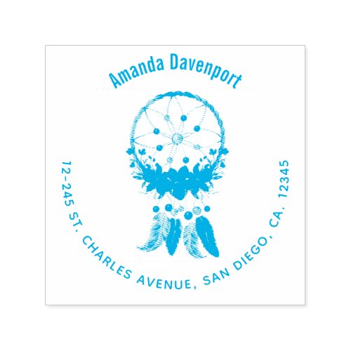 Blue Dreamcatcher Stylish Boho Design Self_inking Stamp
