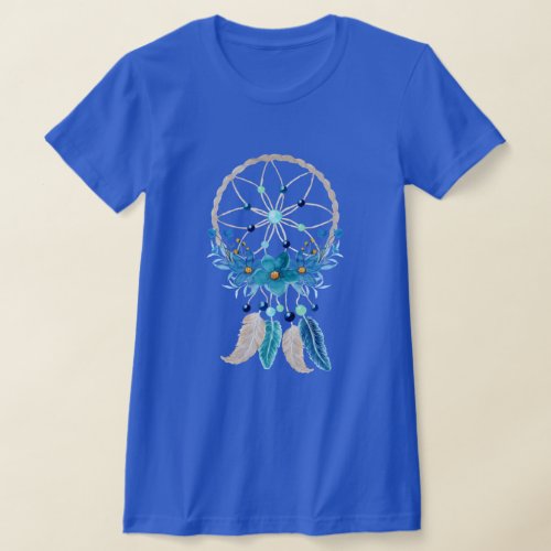 Blue Dreamcatcher Stylish Boho Design T_Shirt